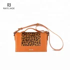 Luxury famous brands faux leopard fur real leather ladies shoulder bag women handbag