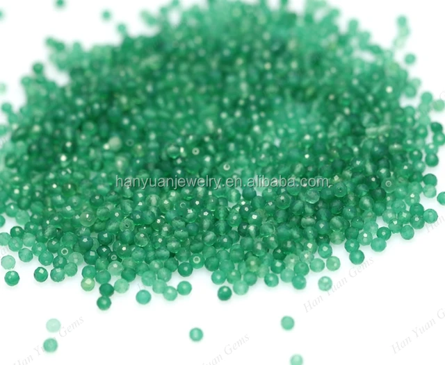 loose 2.5mm faceted natural green agate beads with hole