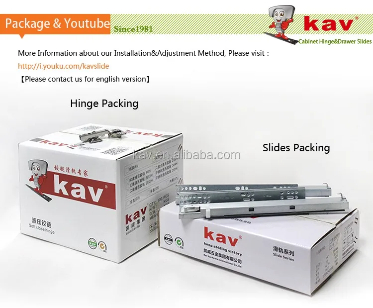 Self Closing Ball Bearing Drawer Slides Triple Extension