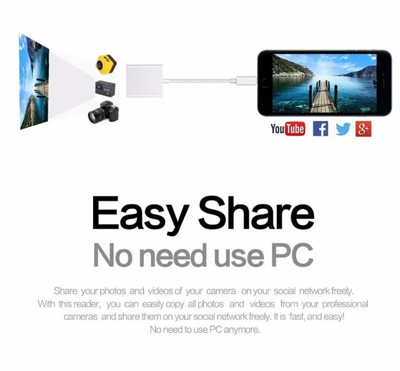 Lumière ning à USB3 Caméra Adaptateur Lecteur De Carte SD pour ipad iPhone X/8 Plus//7/6 /5 iPad Mini/Air - ANKUX.COM