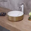 bathroom small size ceramic gold color wash sink golden basin