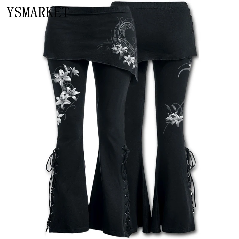 YSMARKET S-5XL Women 2 in 1 Boot Cut Leggings Plus Size Micro Slant Skirt Pants Gothic Punk Lace Up Bell Bottom Leggings E22045
YSMARKET S-5XL Women 2 in 1 Boot Cut Leggings Plus Size Micro Slant Skirt Pants Gothic Punk Lace Up Bell Bottom Leggings E22045