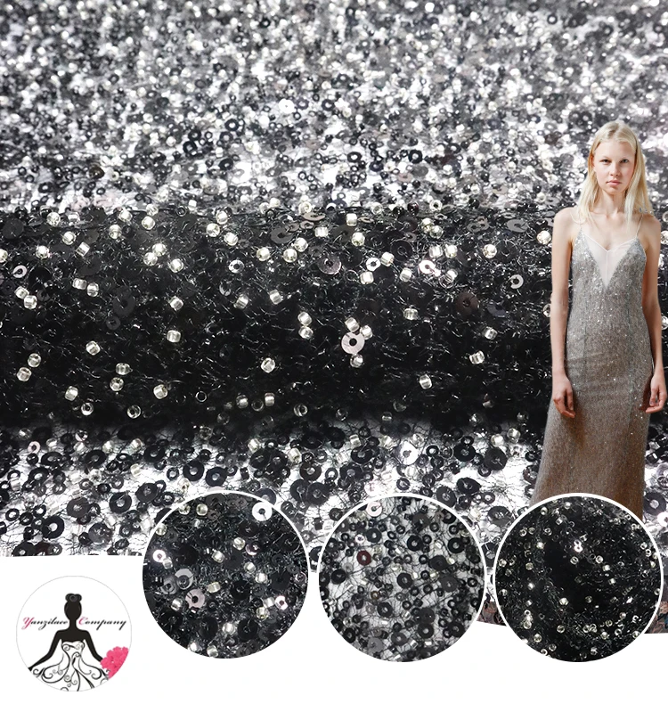 X100 Luxury Black Beaded Sequin Latest Heavy Beaded Embroidery Lace Fabric For Wedding Gown
X100 Luxury Black Beaded Sequin Latest Heavy Beaded Embroidery Lace Fabric For Wedding Gown
