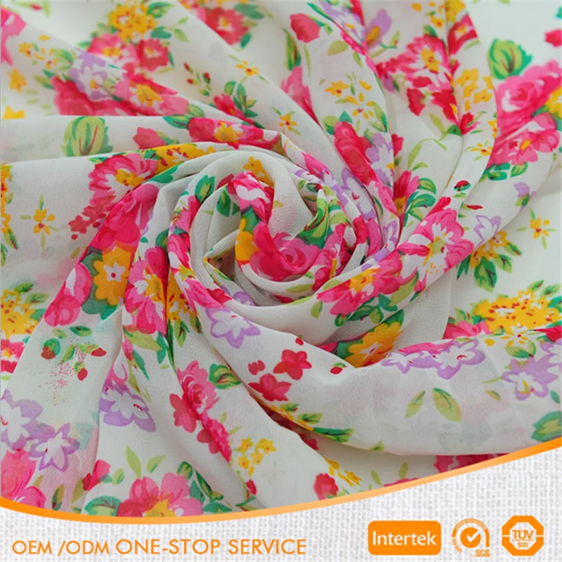 100% Polyester floral digital printed chiffon fabric for dress