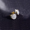 brass cz diamond round mens screw back earring