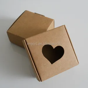 simple kraft die cut paper gift box with heart window