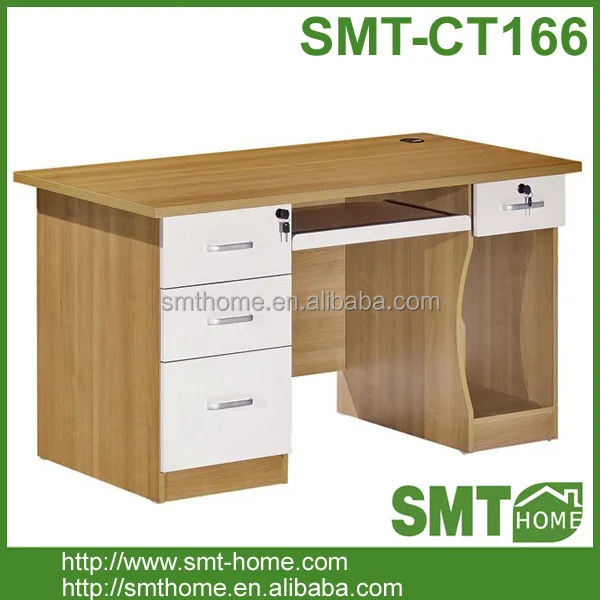 Partical Board Simple Computer Table Design With Storage Drawers
