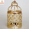 Metal Candle Holder Centerpiece Decorative Hollow out Birdcage Iron LED Hanging Candlestick Lantern