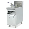 Commercial freestanding 304 stainless steel vertical computer fryer with oil filter cart
