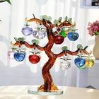 Glass Crystal Apple Tree with 18pcs Apples Fengshui Crafts Home Decor Figurines Christmas New Year Gift