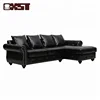 Small Space Leisure Couch Sets Living Room Furniture Black Corner PU Leather Sofa