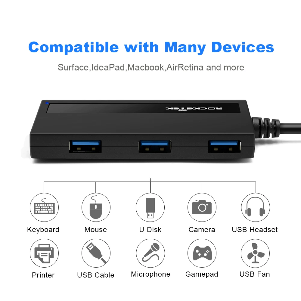 Shen zhen factory Ultra Slim Portable 4 USB 3.0 data hub splitter for PC