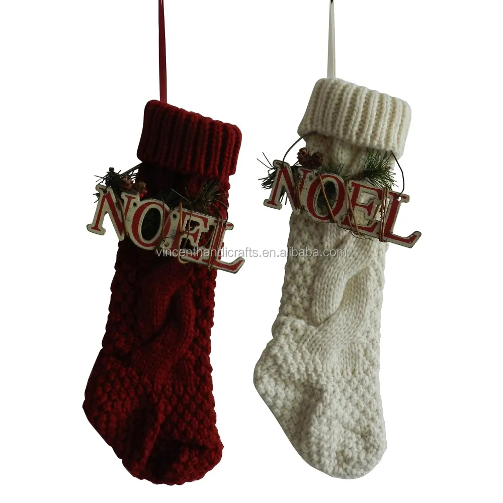 ivory white 14 inch christmas tree knit stockings christmas gift