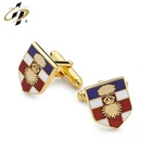 Hard enamel custom logo anniversary brand metal cufflinks with box