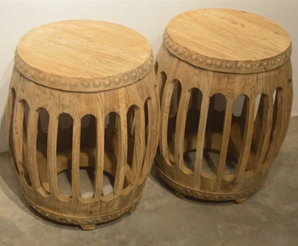 chinese wood drum stool