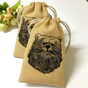 christmas gift jute burlap cosmetic bag with cotton string