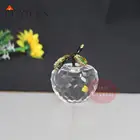 Free Shipping Metal Big Leaf Crystal Apple Paperweight Crystal Craft Crystal Apple Valentine Day Present