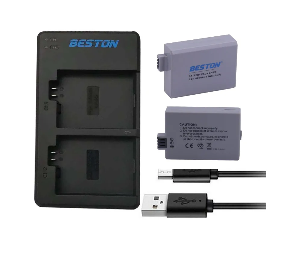 LPE5 Bater/ía de Litio Recargable Compatible para c/ámara//videoc/ámara Digital para Canon LP E5