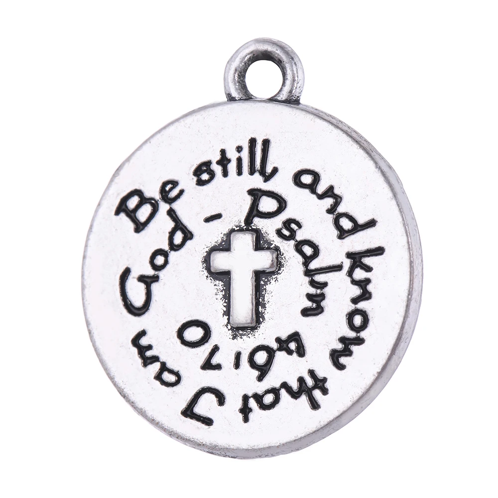 religious round Holy Bible "Be still and know that I am God - Psalm 46:10" Cross Pendant jewelry, Silver
religious round Holy Bible "Be still and know that I am God - Psalm 46:10" Cross Pendant jewelry, Silver