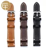18 20 22 24mm flat painted edge fashion brown black blue custom logo different colors Glossy oil custom leather watch strap