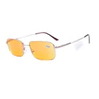 JH Custom Logo 90% Anti Computer Blue Light Eyes Protect Metal Squared Frame Reading Glasses 2019