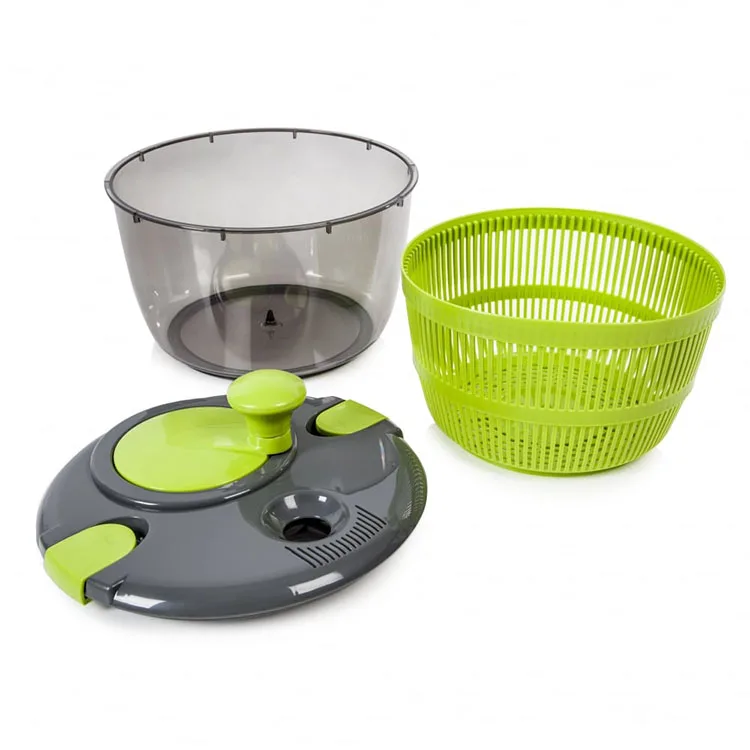 

Kitchen Appliance Tools Salad Mixer Plastic Manual Fruit And Vegetable Large Professional Salad Spinner, Clear and green