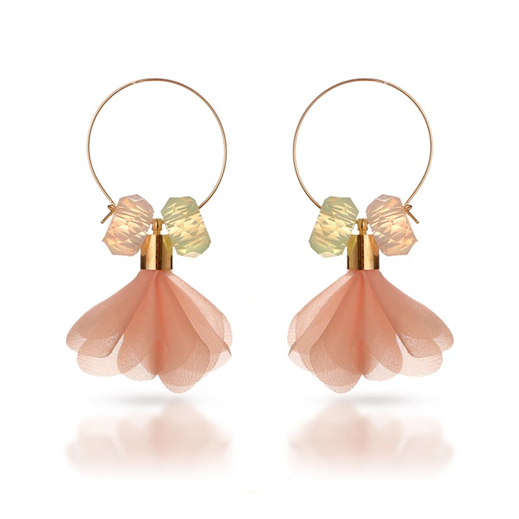 Acrylic Beads Cloth Flower Drop Earrings Gold Plated Large Hoop Cloth Flower Drop Earrings, Green / pink
Acrylic Beads Cloth Flower Drop Earrings Gold Plated Large Hoop Cloth Flower Drop Earrings, Green / pink