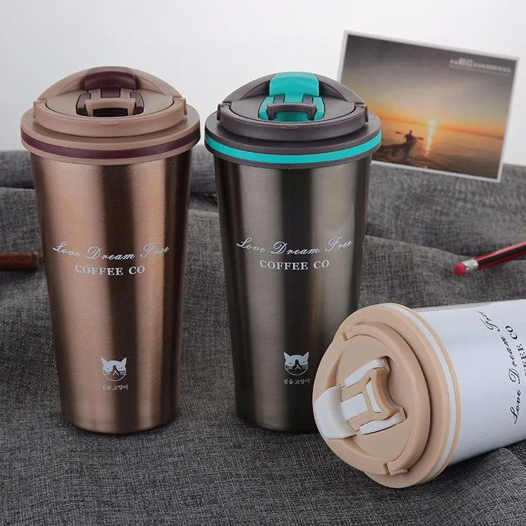 double wall stainless steel vacuum coffee mug with lid