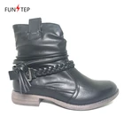 Ladies Winter Shoes Women Woven Strap Ankle Boot Western Cowboy Boots