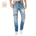 Sales Promotion Ripped Biker Men Pent New Style Distressed Trouser Fashion Blue Stock Jean For Man