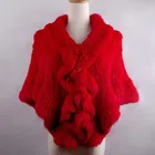 High Quality Winter Fashion Style Lady Rex Rabbit Fur Knitted Poncho