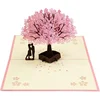 Factory Supplies Cherry Blossom Lovers 3D Card Pop Up Tree Wedding Greeting Card 3D Type with envelope