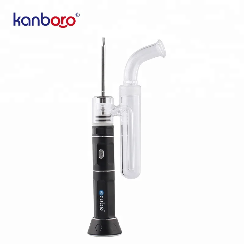 

Kanborotech Vape Smoking Pipe Wax Vaporizer Pen ecube kit Dry Herb Portable Dab Rig, Black and white