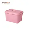 Container box plastik classroom baby clothing storage basket for toys with lid and handle