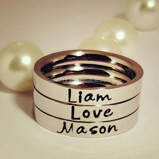 personalized name stacking rings