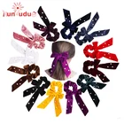 Velvet pearl ribbon bow tie fashionable lady hair circle flower scrunchies for hair