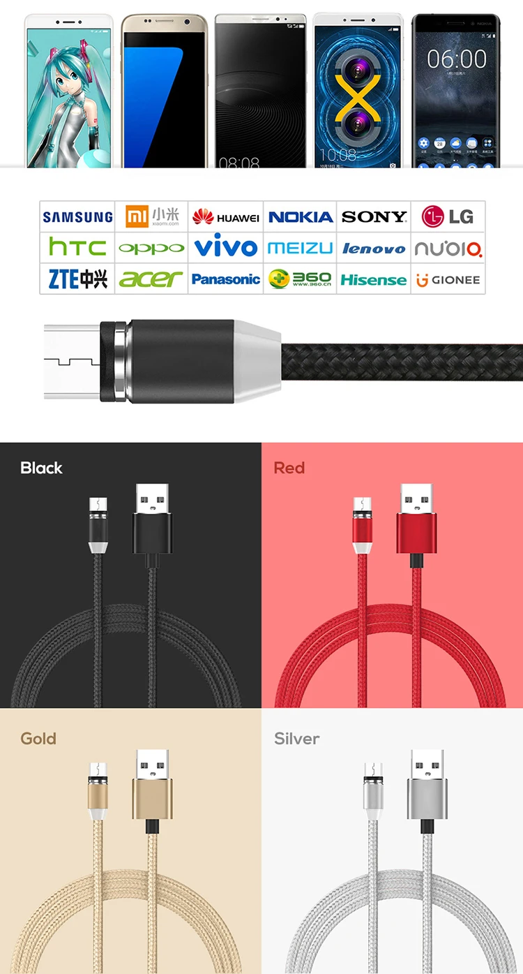 2018 Hot Sale Nylon Round Micro magnetic cable For Android Phone - ANKUX.COM