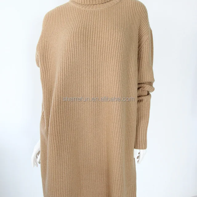 elegant solid color classic camel oversize cashmere turtleneck