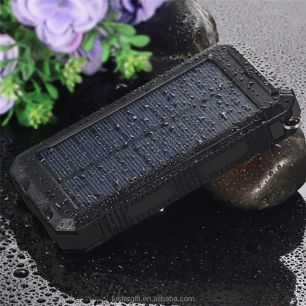 10000mAh Lithium Polymer Battery IP67 Waterproof Solar Power Bank With Flashlight Compass for Outdoor - ANKUX.COM