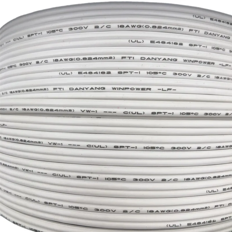 White UL List 1000FT 300V SPT-1 18AWG Electrical Wire Bulk Reel