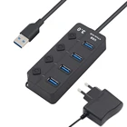 US/EU Multi USB Splitter Power Adapter 4 Port USB 3.0 Hub 5Gbps for Laptop PC Computer