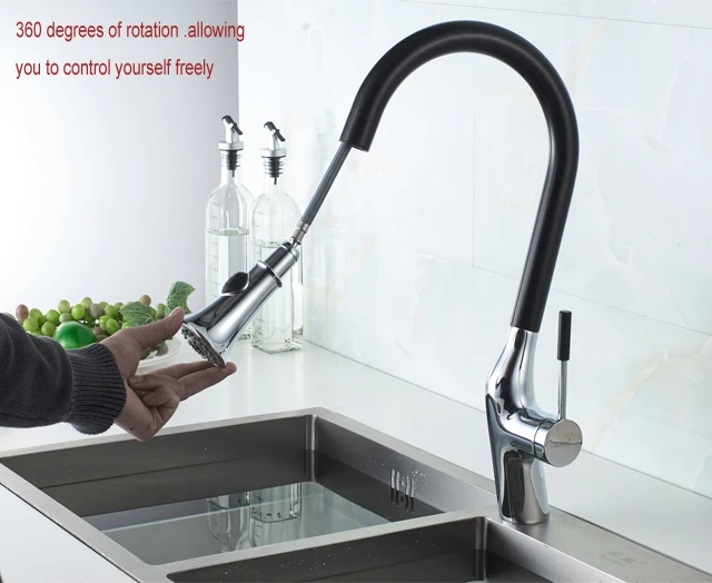 European Economic 360 Degree Black Kitchen Faucet Mixer Tap pull out brass kitchen faucet for modern sink