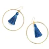 China Supplier Gold Jhumka Women Silk Thread Hoop Earring, New Lady Tassel Stud Earring Design Pictures