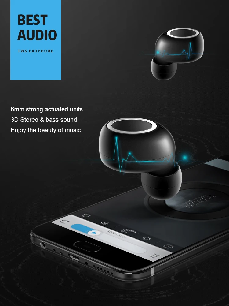 new arrival 3D Stereo Sound tws noise cancelling wireless bluetooths Touch Earbud headphones for iphone - ANKUX.COM