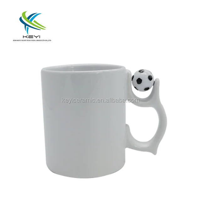 11oz coated sublimation mug handle with sports ball or smiley