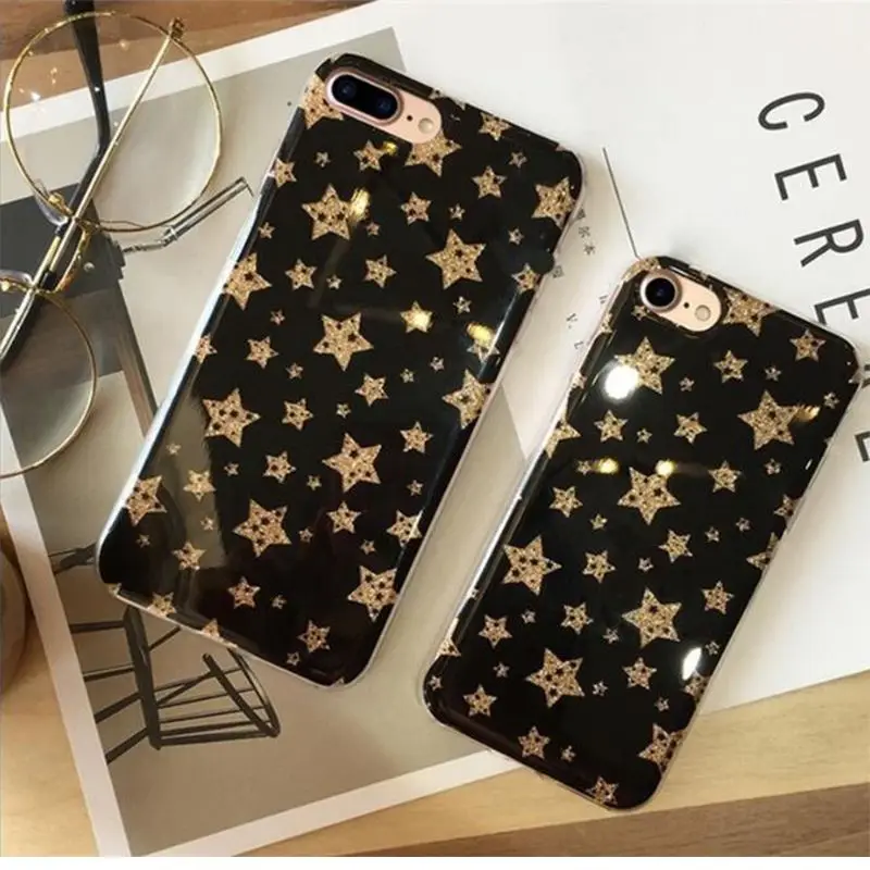 

Flash Powder Lucky Star Fashion Phone Case for Apple iphone 6 6s 6Plus 6s Plus 7 7Plus 8 x Bling Starry Sky TPU Back Cover