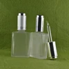 COSMETIC OBLONGS WITH SILVER PUSH BUTTON DROPPERS BOTTLES FROSTED