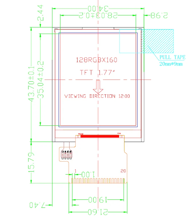 1 77 Pulgadas Ips Pantalla Lcd St7789v 240 320 Qvga Mcu Spi Interfaz