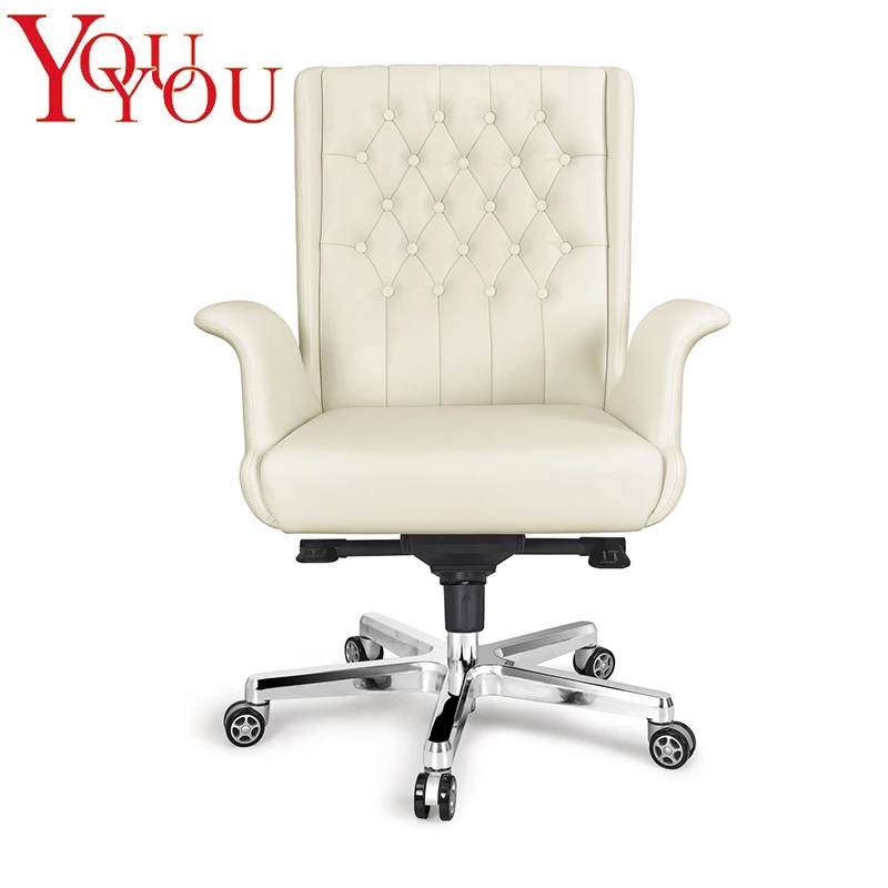 2019 новый дизайн босс стул и белые pu кожаные стулья кремовый цвет поворотный офисный стул для CEO сидения