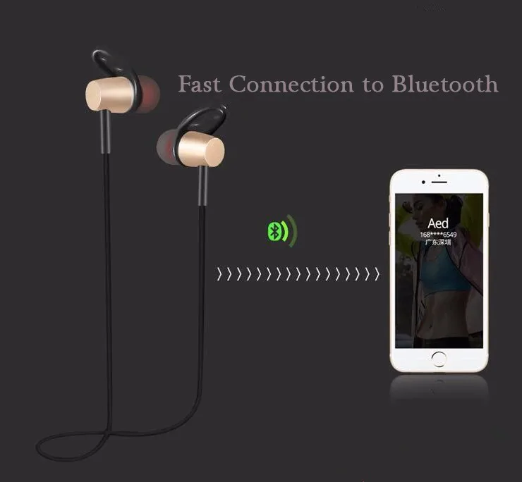 Y522 Wireless Blue tooth Earphones Metal Magnetic Sport Running Headphones Stereo Bass Headset Handsfree With Mic - ANKUX.COM